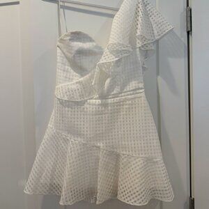 Amanda Uprichard One-Shoulder White Mini Dress – Size M